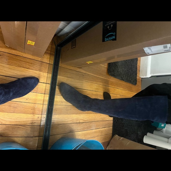 Blue suede knee boots - Picture 6 of 14